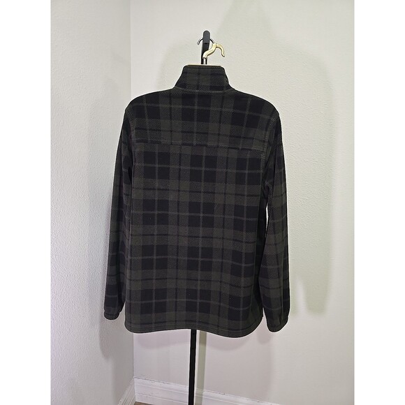 Green Black Plaid Full Zip Chore Barn Fleece Jacket Coat Mens XL Sherpa Collar - Picture 4 of 8